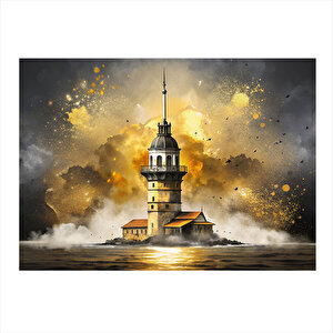 İstanbul Kız Kulesi Model Mdf Tablo 35cm X50cm 35x50 cm