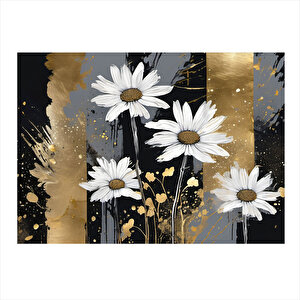 Beyaz Papatyalar Art Mdf Tablo 25cmx 35cm 25x35 cm