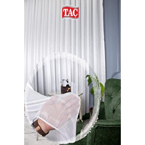 Kar Beyaz Kanada Tülü Parlak, Extra Gramajlı 1x2 Seyrek Pile - Kırışmaz Ütü Gerektirmez 210x205 cm