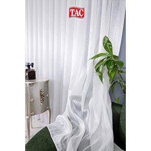 Kar Beyaz Kanada Tülü Parlak, Extra Gramajlı 1x2 Seyrek Pile - Kırışmaz Ütü Gerektirmez 210x205 cm