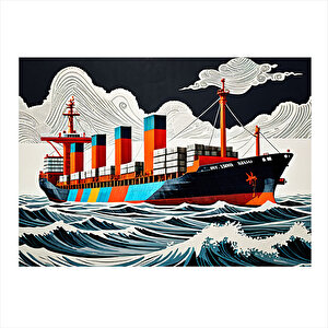 Yük Gemisi  Dekoratif Ahşap Tablo 25cmx 35cm 25x35 cm