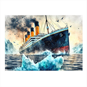 Titanic Gemisi Modern Ahşap Tablo 25cmx 35cm 25x35 cm