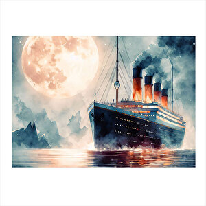 Titanic Gemisi Model Ahşap Tablo 25cmx 35cm 25x35 cm