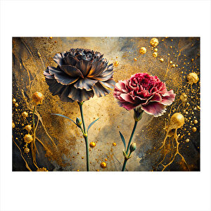 Siyah Kırmızı Karanfiller Mdf Tablo 35cm X50cm 35x50 cm