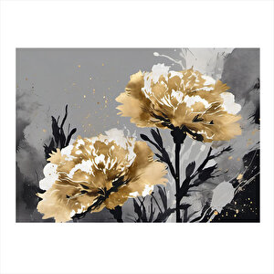 Gold Karanfil Çiçeği Hediyelik Ahşap Tablo 35cm X50cm 35x50 cm