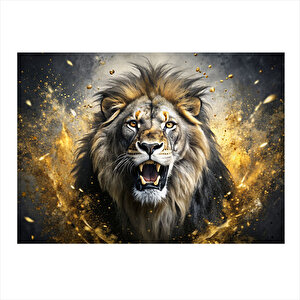 Sinirli Aslan Dekoratif Ahşap Tablo 25cmx 35cm 25x35 cm