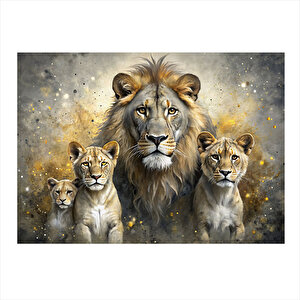 Aslan Ailesi Desenli Mdf Tablo 35cm X50cm 35x50 cm