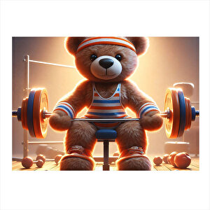 Spor Yapan Ayıcık Mdf Tablo 35cm X50cm 35x50 cm