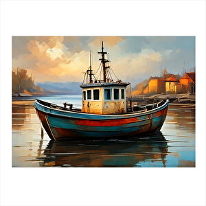 Balıkçı Teknesi Art Mdf Tablo 35cm X50cm 35x50 cm