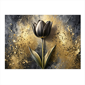 Siyah Lale Tasarım Mdf Tablo 25cmx 35cm 25x35 cm