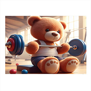 Spor Yapan Ayıcık Tasarım Mdf Tablo 35cm X50cm 35x50 cm