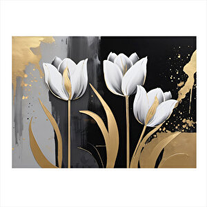 Beyaz Laleler Model Mdf Tablo 25cmx 35cm 25x35 cm