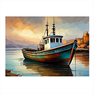 Balıkçı Teknesi Mdf Poster 35cm X50cm 35x50 cm