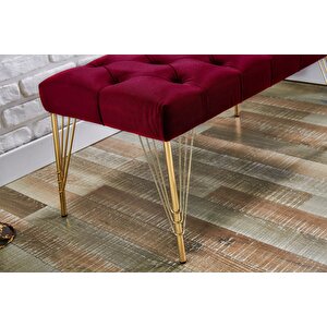 Vera Bench Puf, Metal Gold Ayak