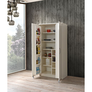 Çok Amaçlı 2 Kapaklı Mutfak Erzak Kiler Dolap 86x52x180 Cm