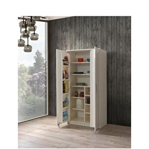 Çok Amaçlı 2 Kapaklı Mutfak Erzak Kiler Dolap 86x52x180 Cm