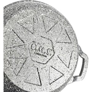 Oms 3729 Döküm Granit 2 Parça Kapaksız Sahan Set 18-20 Cm Gri