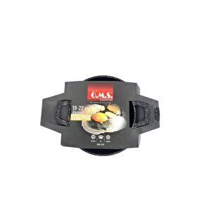 Oms 3729 Döküm Granit 2 Parça Kapaksız Sahan Set 18-20 Cm Siyah