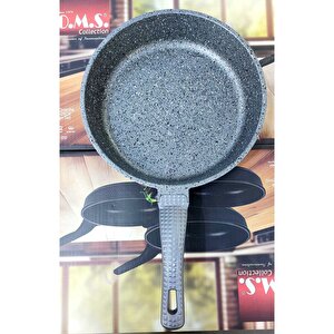 Oms 3737 Fry Pan Döküm Granit 3 Parça Tava Seti Gri (20-24-28 Cm)