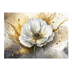 Beyaz Gelincik Çiçeği Art Mdf Tablo 35cm X50cm 35x50 cm