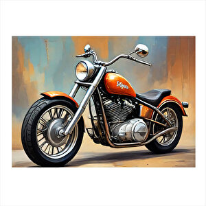 Turuncu Chopper Motosiklet Dekoratif Ahşap Tablo 35cm X50cm 35x50 cm