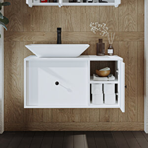 Roomart Gusto Ayaksız Lavabolu Mdf 90 Cm Çekmeceli Banyo Dolabı