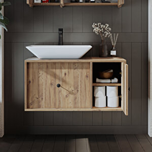 Roomart Gusto Ayaksız Lavabolu Mdf 90 Cm Çekmeceli Banyo Dolabı