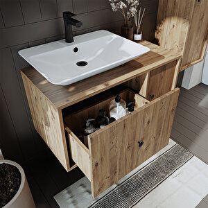 Roomart Gusto Ayaksız Lavabolu Mdf 90 Cm Çekmeceli Banyo Dolabı