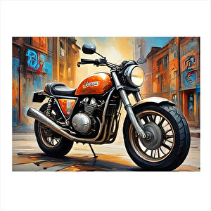 Turuncu Chopper Motosiklet Hediyelik Ahşap Tablo 25cmx 35cm 25x35 cm