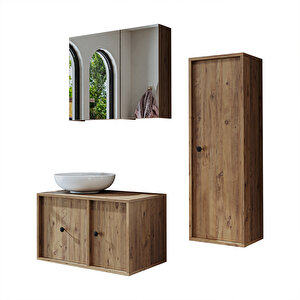 Roomart Avabolu Mdf 75 Cm Çekmeceli Gusto Banyo Dolabı + Aynalı Üst Dolabı + Boy Dolabı