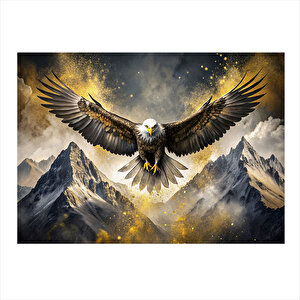 Uçan Kartal Ve Dağlar Tasarım Ahşap Tablo 35cm X50cm 35x50 cm