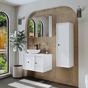 Roomart Avabolu Mdf 75 Cm Çekmeceli Gusto Banyo Dolabı + Aynalı Üst Dolabı + Boy Dolabı