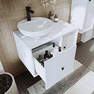 Roomart Avabolu Mdf 75 Cm Çekmeceli Gusto Banyo Dolabı + Aynalı Üst Dolabı + Boy Dolabı