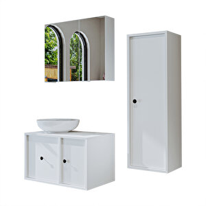Roomart Avabolu Mdf 75 Cm Çekmeceli Gusto Banyo Dolabı + Aynalı Üst Dolabı + Boy Dolabı