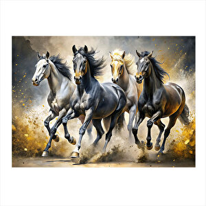 Koşan Atlar Hediyelik Mdf Tablo 25cmx 35cm 25x35 cm
