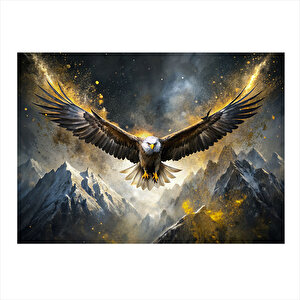 Uçan Kartal Ve Dağlar Art Mdf Poster 25cmx 35cm 25x35 cm