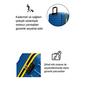 3'lü Valiz Seti Büyük Boy - Orta Boy - Kabin Boy Lacivert 1168