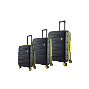 3'lü Valiz Seti Abs Valiz 4x2 Teker Siyah 1164