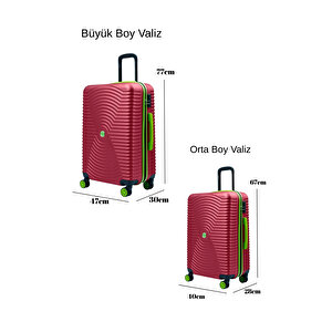 2'li Valiz Seti Büyük Boy - Orta Boy Bordo 1169