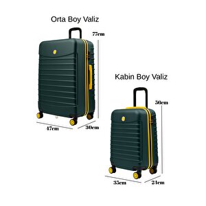 2'li Valiz Seti Orta Boy - Kabin Boy Haki 1168