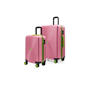 2'li Valiz Seti Büyük Boy - Kabin Boy Pembe 1169