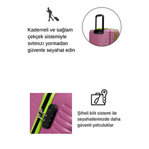 2'li Valiz Seti Büyük Boy - Kabin Boy Pembe 1169