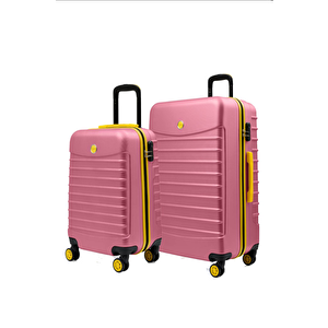 2'li Valiz Seti Orta Boy - Kabin Boy Pembe 1168