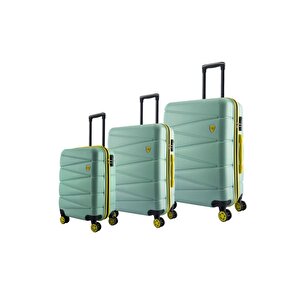 3'lü Valiz Seti Abs Valiz 4x2 Teker Su Yeşili 1164