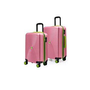 2'li Valiz Seti Orta Boy - Kabin Boy Pembe 1169