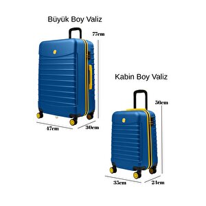 2'li Valiz Seti Büyük Boy - Kabin Boy Lacivert 1168
