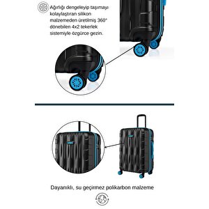 2'li Valiz Seti Büyük Boy - Kabin Boy Siyah 1167