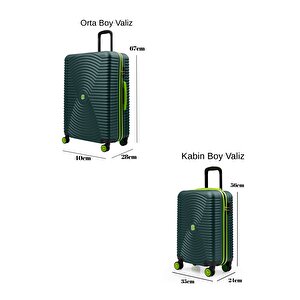 2'li Valiz Seti Orta Boy - Kabin Boy Haki 1169