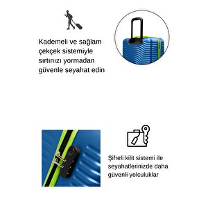 3'lü Valiz Seti Büyük Boy - Orta Boy - Kabin Boy Mavi 1169