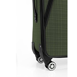 3'lü Valiz Seti 4 Teker Kumaş Valiz Haki 1081